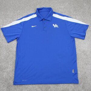 Nike Kentucky Polo Shirt Mens XL‎ Blue Wildcats Dri-Fit Polyester S/S Pullover